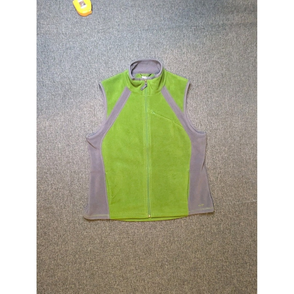 Champion Full‎ Zip Warm Fleece Vest Green & Gray Men Large Outdoor Jacket